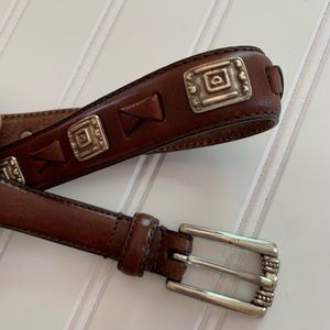 Fossil Leather Metal Plate Belt